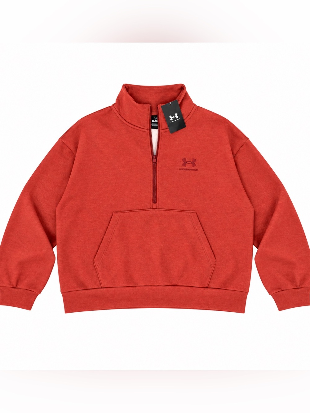 Under Armour Women’s  Fleece Oversized Half Zip Sweatshirt Burnt Orange XL NEW